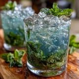 Vibrant mint-infused mocktail with crushed ice and lemon juice, offering a refreshing twist on the classic Kentucky Derby cocktail.