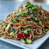 Sesame ginger dressing coats this refreshing cold soba noodle salad.