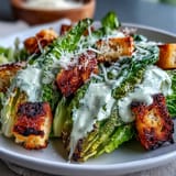 Smoky grilled romaine with creamy dressing and crunchy croutons.