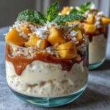 Decadent, protein-rich Skyr chia pudding layered with sweet mango puree.