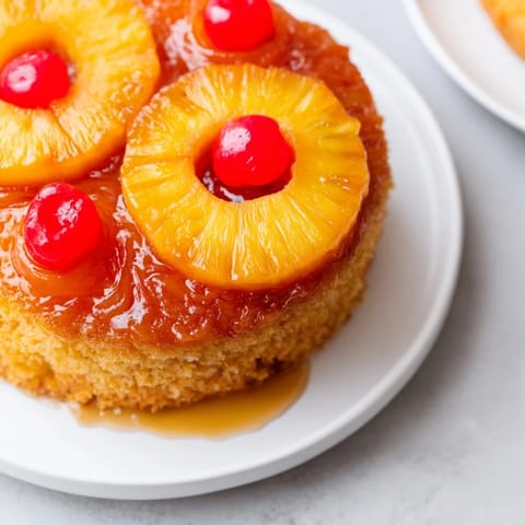 Warm, moist Pineapple Upside-Down Cake baked to a beautiful golden brown color, perfect dessert.