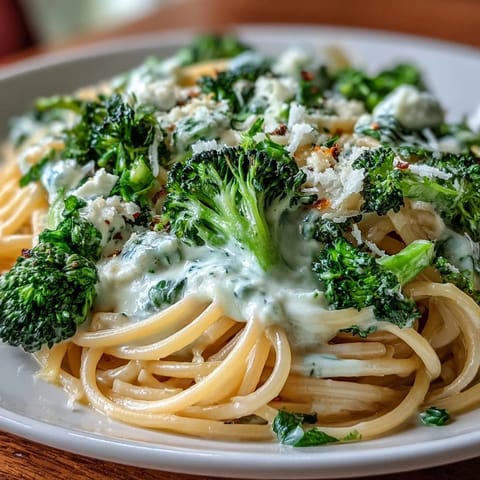 Tender spaghetti in a creamy lemon broccoli pasta sauce, ready in minutes.