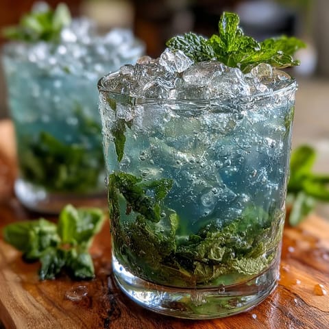 Vibrant mint-infused mocktail with crushed ice and lemon juice, offering a refreshing twist on the classic Kentucky Derby cocktail.