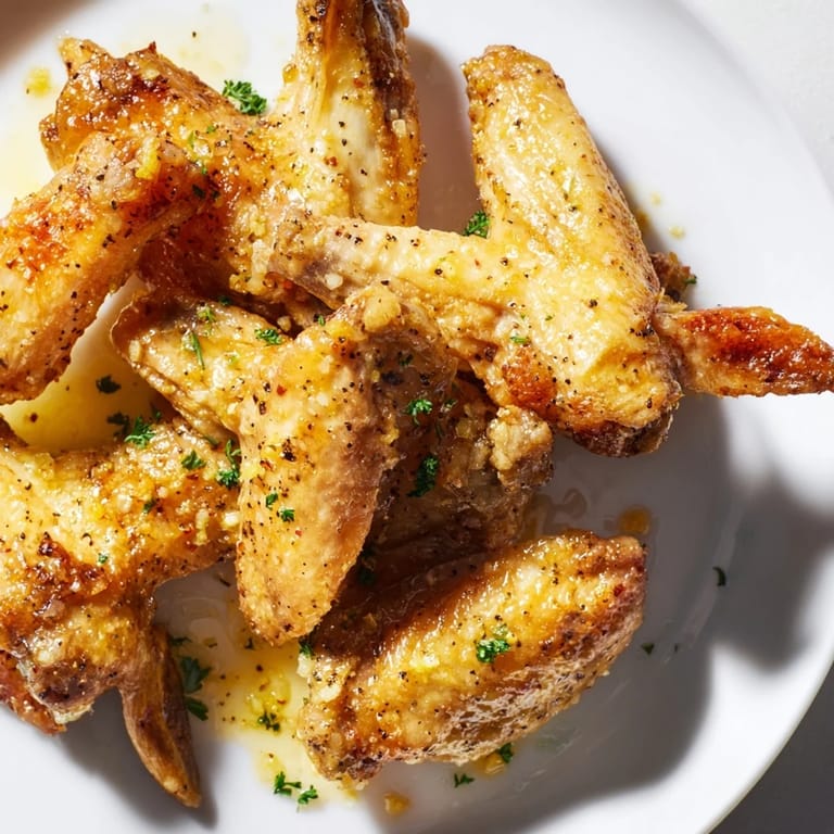 Freshly plated lemon pepper wings promise a zesty, flavorful experience with a hint of pepper.