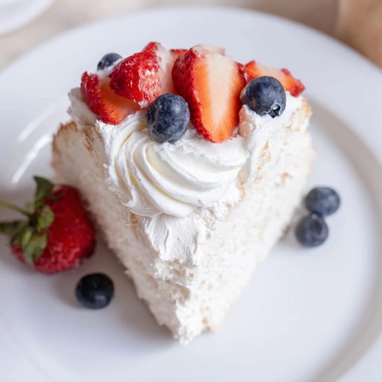 A perfectly baked angel food cake, light and airy, waiting to be served for dessert with loved ones.