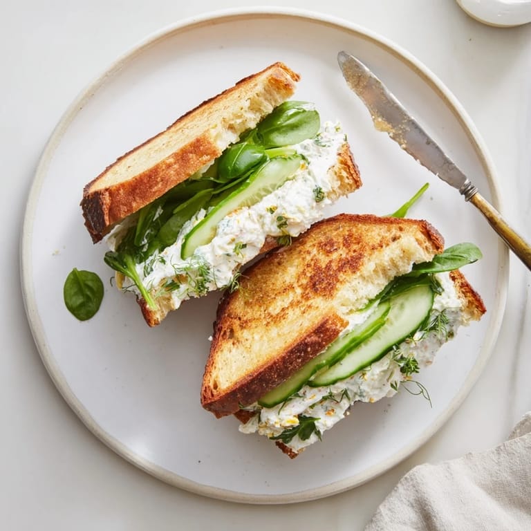 Toasted sourdough slices hold a vibrant whipped feta and cream cheese mixture, flecked with herbs.