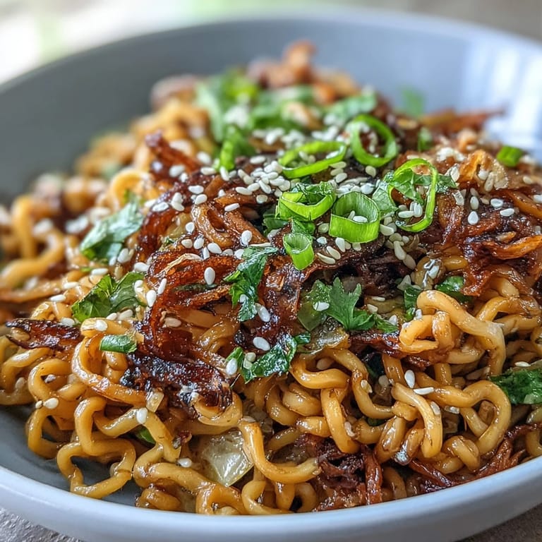 Tossing chewy ramen noodles with crunchy fried cabbage and a savory sauce in a wok.