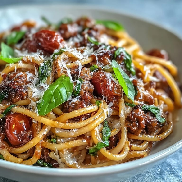 Savory Italian Drunken Noodles tossed in a rich Chianti tomato sauce with tender shrimp, garlic, and parsley.