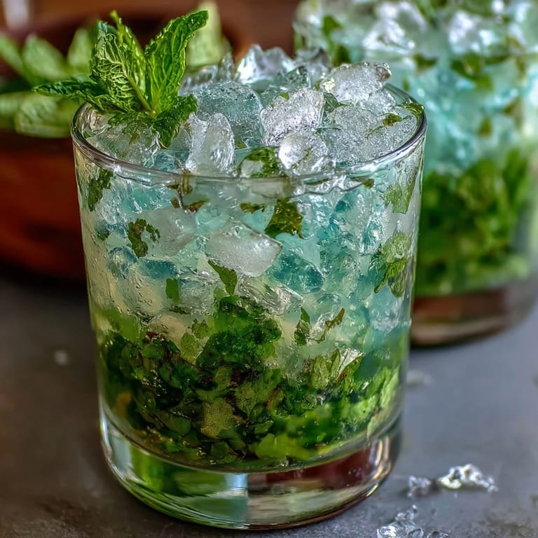 Cool, non-alcoholic Kentucky Derby Mint Julep Mocktail bursting with fresh mint aroma, served in a classic julep cup with sparkling water.