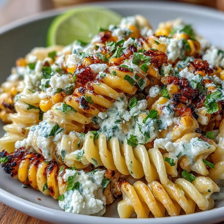 Creamy Mexican street corn pasta with smoky paprika, fresh cilantro, and tangy Cotija, perfect for summer gatherings.