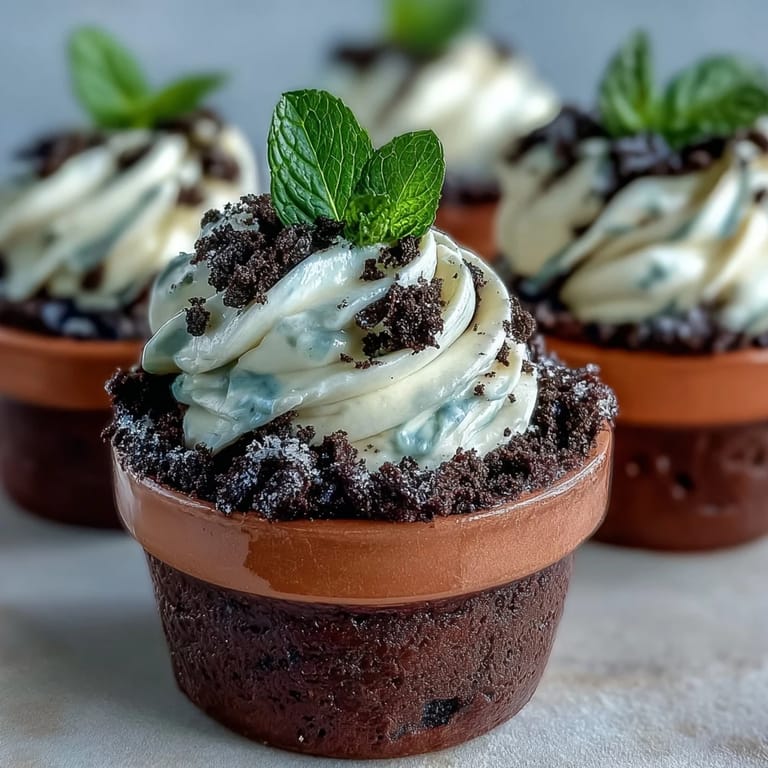 Whimsical edible flower bouquets atop Mother's Day Flower Pot Brownies, a perfect spring treat.