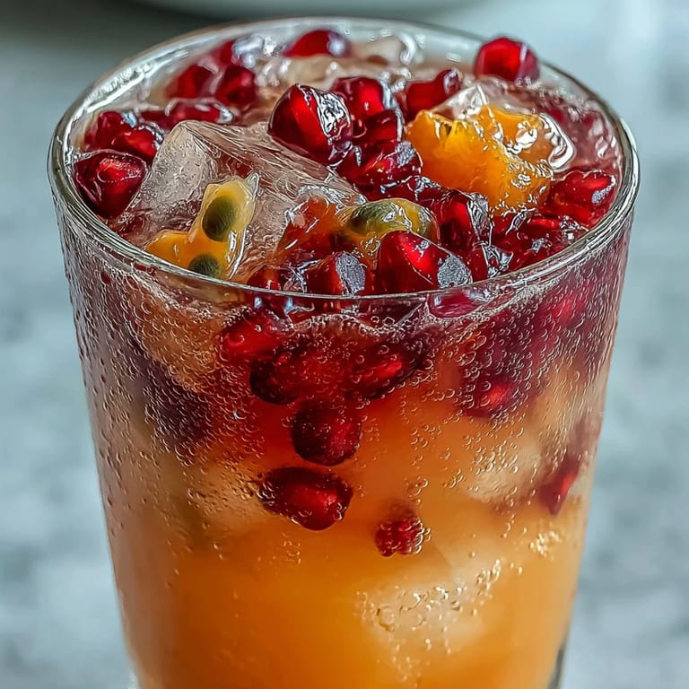 A bright Tropical Sunrise Mocktail, visually stunning with citrus garnish and a red sunrise effect.