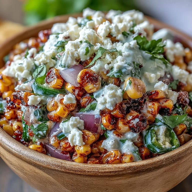 Creamy, zesty Mexican Street Corn Salad, perfect for a flavorful summer side dish.