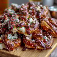 Game Day Baseball Snack Board with Pretzels and Dips featuring soft pretzels, assorted dips, and savory meats arranged for easy sharing.  