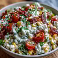 Creamy Corn Salad with Jalapeño, a vibrant mix of sweet corn, fresh veggies, and a zesty jalapeño kick.
