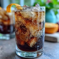 Cold Brew Coffee Tonic with Orange Zest: bubbly, citrusy refreshment poured over ice.